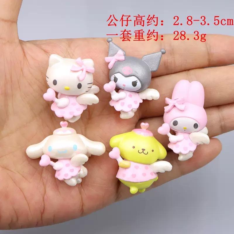 Фигурка Ангел Хелло Китти 4 см Sanrio Мелоди Куроми Аниме Синнаморолл Кукла Каваи DIY Украшение для торта Рождественские подарки для детей