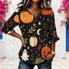 Womens Plus Size V Round Neck Mid Sleeve Front Button Casual Chic Loose Everyday Ladies Shirt