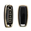 kwmobile Совместимый чехол для ключа для Nissan Ariya B6 B9 X-trail T33 Qashqai 3 цвета - чехол для ключа чехол для ключа из ТПУ с глянцевой отделкой - автомобильный ключ черный/золотой