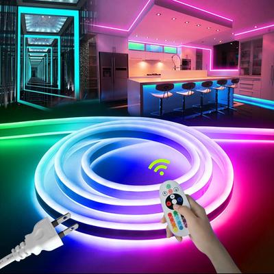 6M RGB 100V EL Флуоресцентная трубка Светодиодная лента, Высокая яркость, Водонепроницаемая, 16 цветов, Для помещений и улицы, Неоновый свет, Режим дыхания,