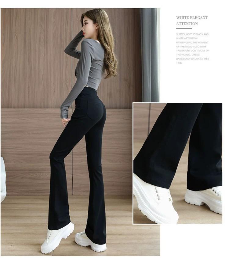 Зимние теплые брюки клеш с высокой посадкой для женщин, больших размеров, прямого кроя, повседневный костюм для весны и осени 2024