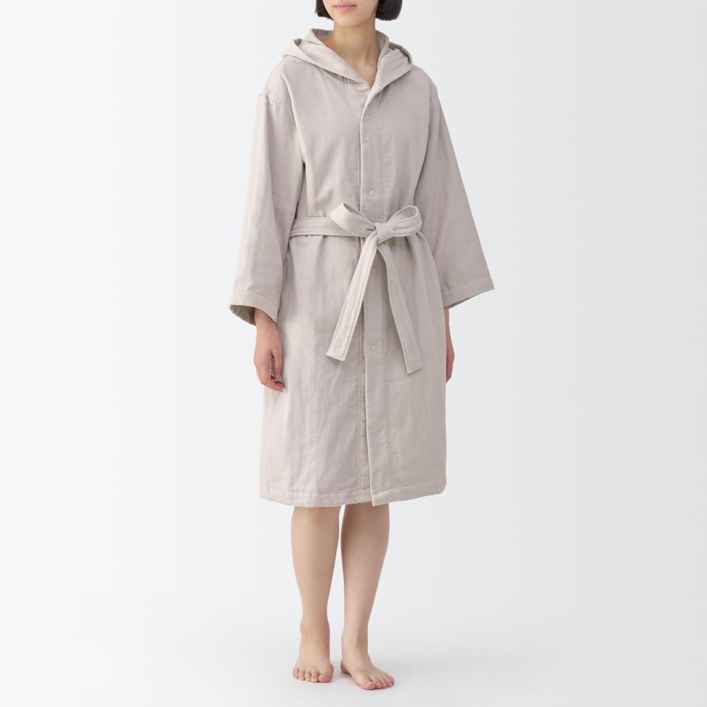 MUJI банный халат из марли и ворса унисекс бежевый 84868443 L-XL