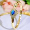 CMM Modern Jewelry European Fashion Sapphire Color Zircon Opening Adjustable Bracelet Bangle Golden Woman All-Match Jewelry Accessories