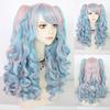 Парик для косплея Синтетический длинный цветной вьющийся парик для косплея Лолиты для девочек с двойными хвостиками и 1 шапочкой для парика