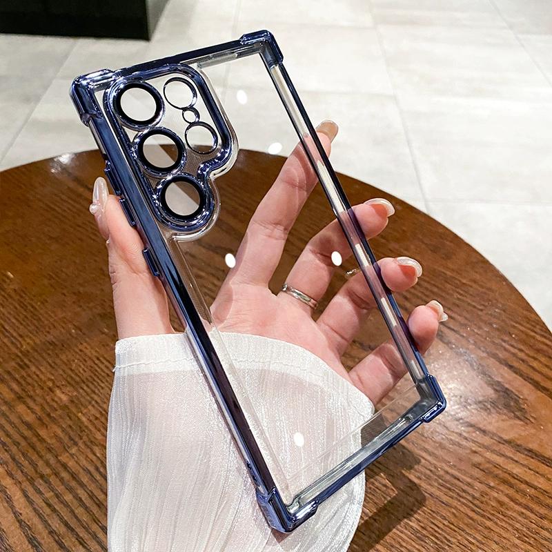 Роскошный противоударный прозрачный чехол с покрытием для Samsung Galaxy S25 Ultra S24 S23 S22Plus S21 S20, жесткий акриловый гибридный защитный чехол-бампер