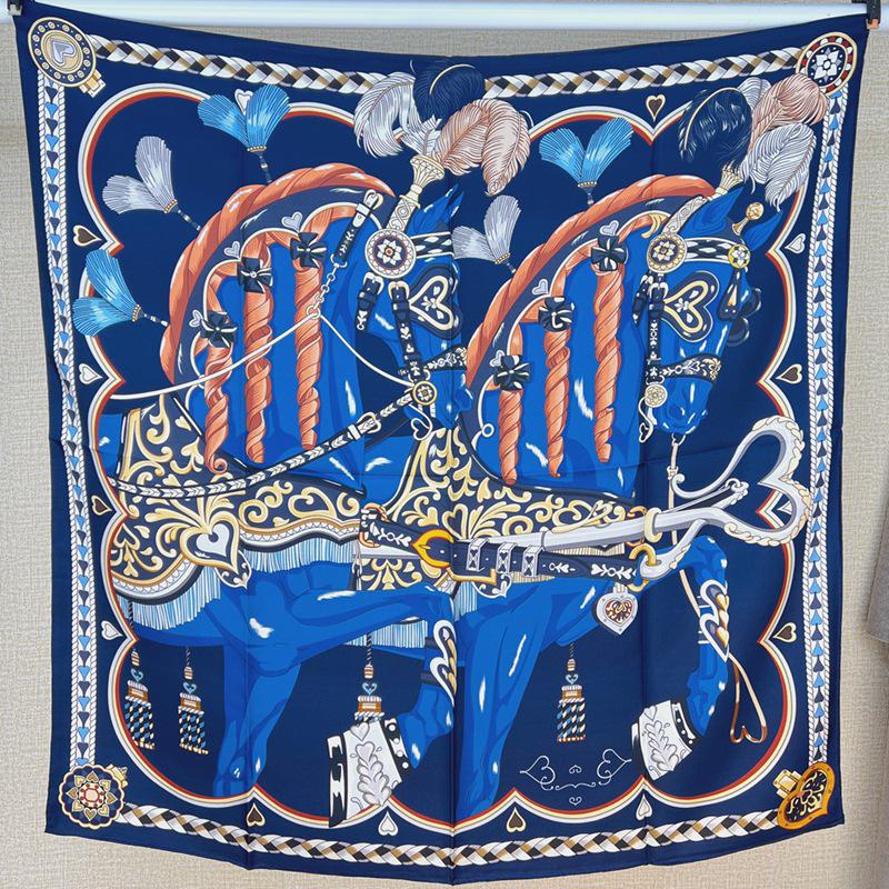 Шелковый твиловый шарф Silk Road в черно-белом французском стиле для весны/лета