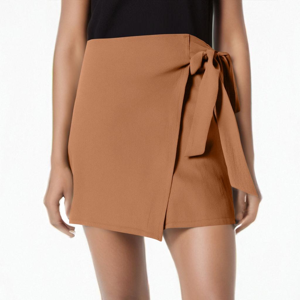 Женские однотонные повседневные шорты из льна и хлопка с поясом