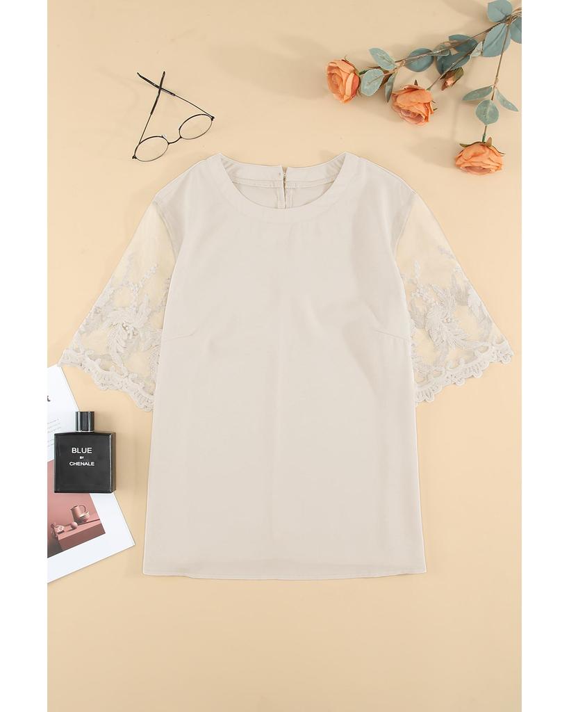 Azura Exchange Lace Sleeve Patchwork Top