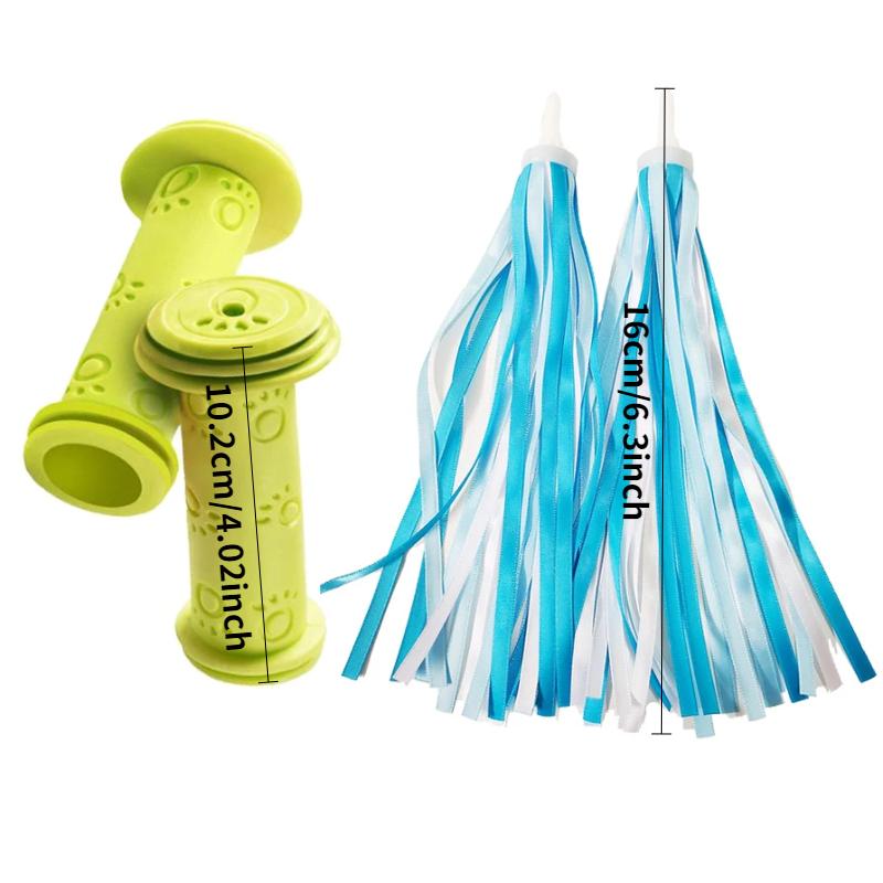 1 пара резиновых ручек на руль велосипеда, противоскользящие, для детей, девочек, мальчиков, руля скутера, цветные ленты для украшения, аксессуары для велосипеда