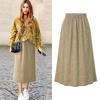 Вязаная юбка для женщин средней длины осенне-зимняя корейская версия большого размера для полных мм 200 катти толстая стройнящая и универсальная с высокой талией длинная юбка