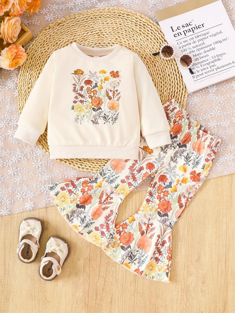 Girls Outfit Printed Long Sleeve Tops And Pants Children' Clothing Sets