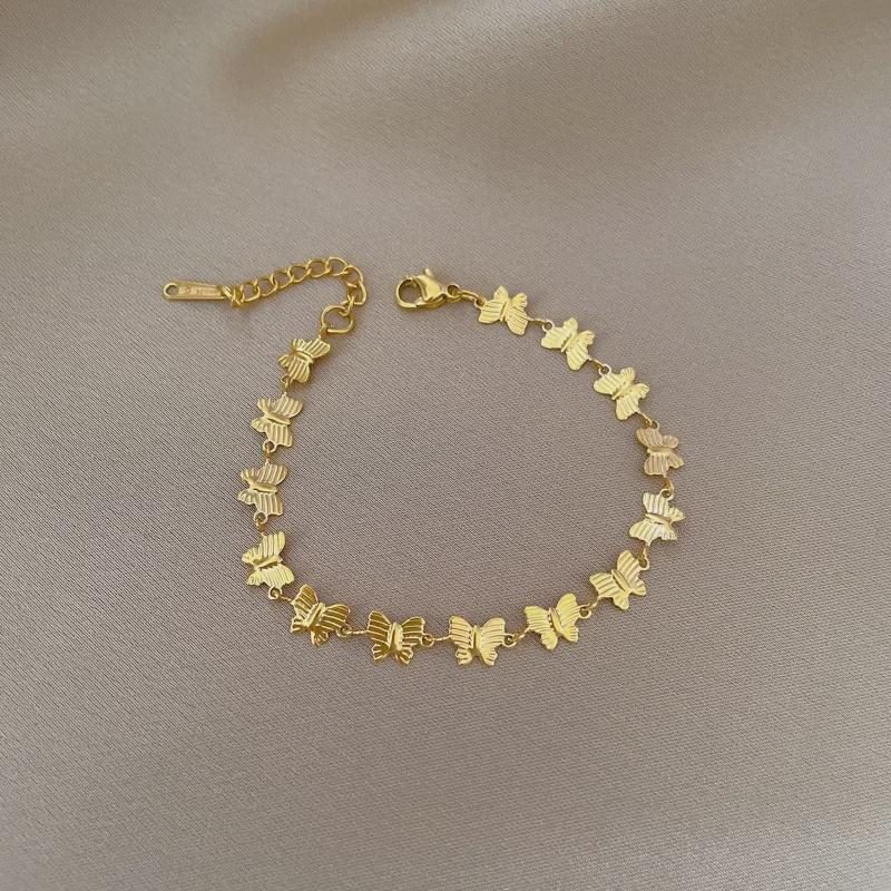 Минималистский браслет-цепочка из титановой стали с бабочками — стиль ретро-знаменитости из Интернета для женщин