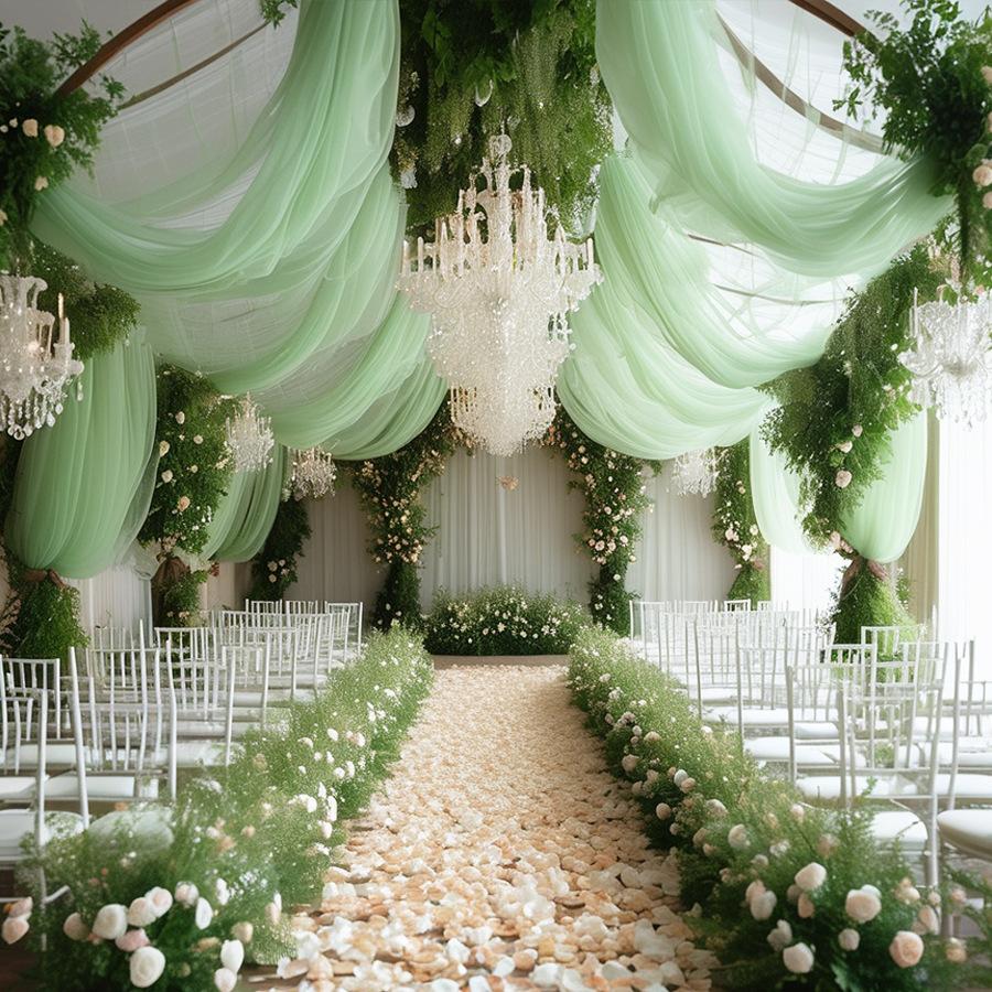 Тюль Ткань DIY Декор Свадебный Аксессуар XMS Вечеринка Мероприятие Прозрачная Сетка Ткань Элегантный Материал Дорожка на Стол Банты на Стулья Задник