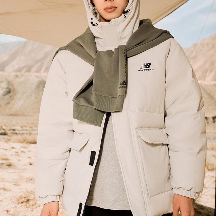 New Balance Logo Puffer Down Jacket Asia Sizing 'White' Men's AMJ23340-GYM