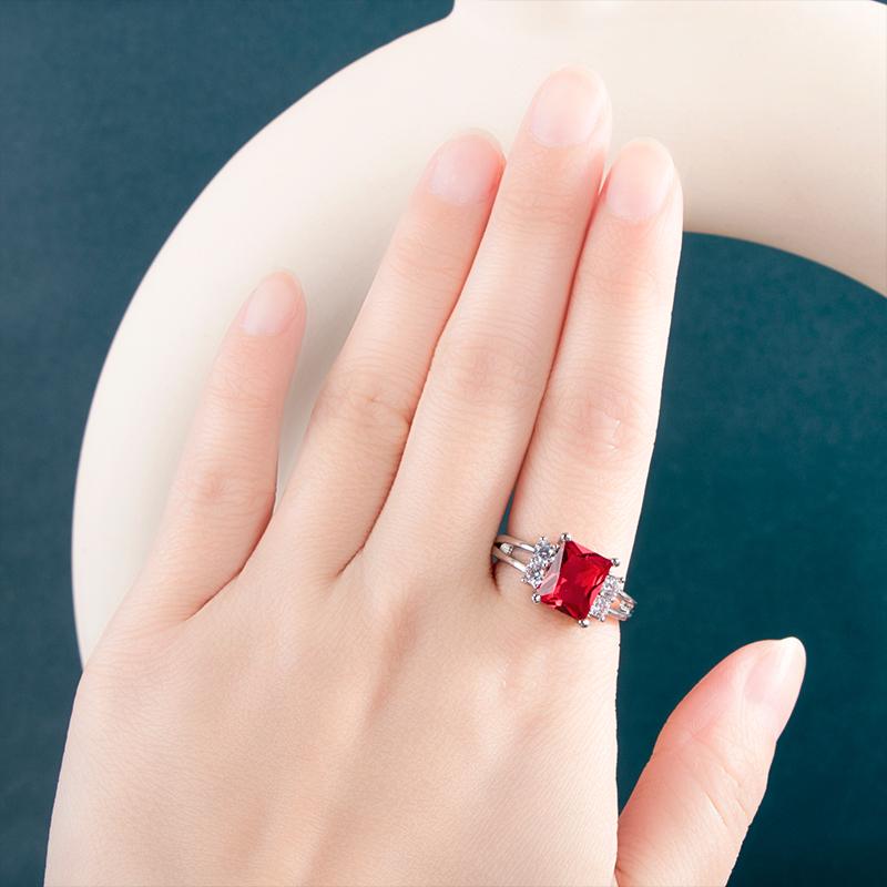 BELLA BOX Квадратное синее красное кольцо с камнем, женское кольцо, простые минималистичные аксессуары на мизинец, кольцо, элегантное обручальное ювелирное кольцо
