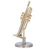 Miniature Trumpet Ornament Brass Mini Trumpet Replica with Stand Case Musical Instrument Model for Desk Bookshelf Decoration