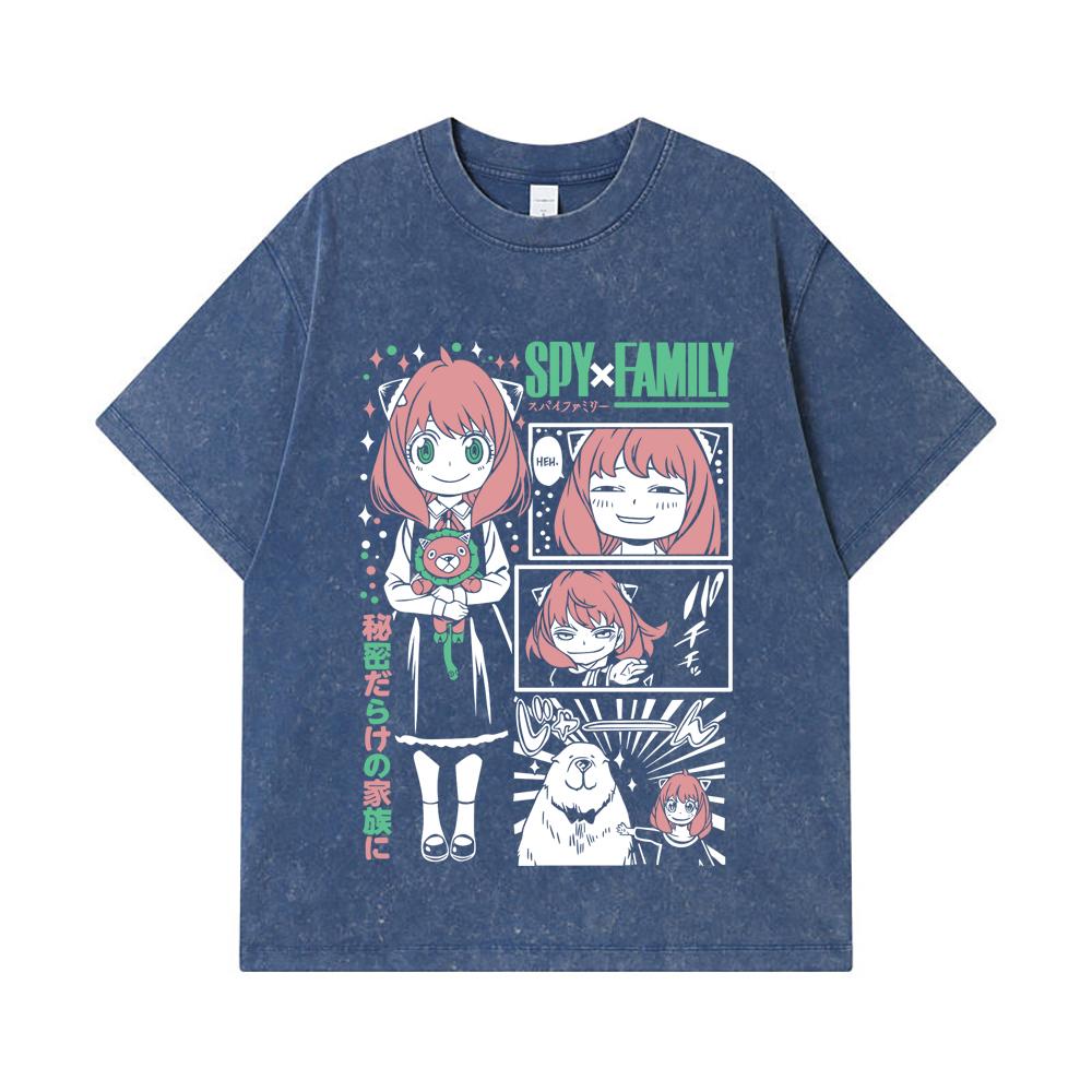 275 GSM Washed T-shirts 100% Cotton Spy x Family V4 Anya Print Unisex Heavy Cotton T Shirt