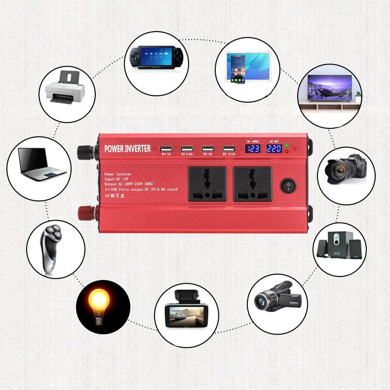 1200 Вт интеллектуальный ЖК-дисплей с двойным цифровым дисплеем, 4 USB-интерфейса, автомобильный дом, уличный источник питания, сбой в питании, инверторный источник питания