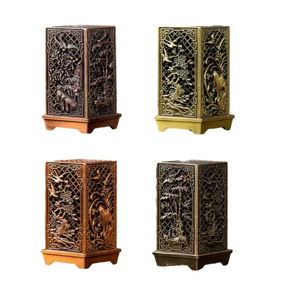 Кубическая курильница с цветочным узором, держатель для благовоний из цинкового сплава, традиционная подставка для благовоний, домашний декор