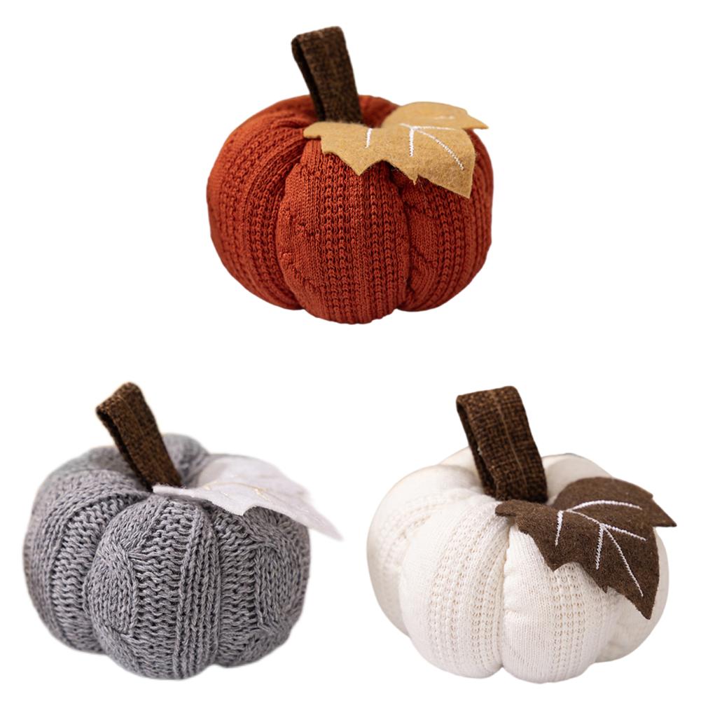 Faux Fall Decorative Crochet Pumpkins for Rustic Farmhouse Thanksgiving Harvest Halloween Table Centerpiece Mantel Kitchen Decor