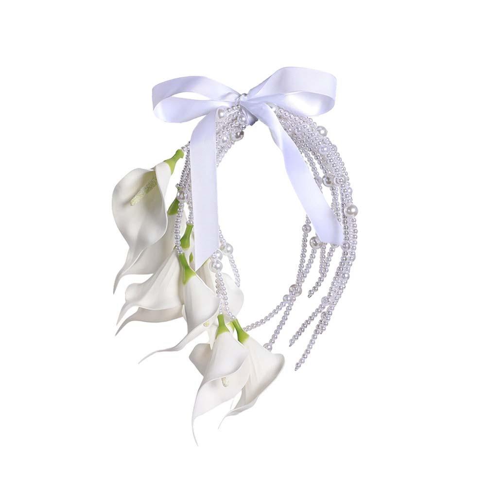 White Blossom Wedding Flowers Pearl Handle Top Handle Bouquet Bridal Bouquet Creative Gift