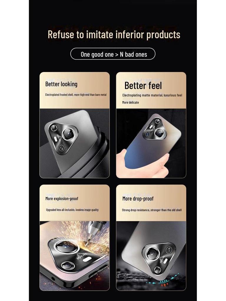 High-end Protective Case for Huawei P40/P50/P60/P70 Pro, Full Frosted Design with Electroplating Finish