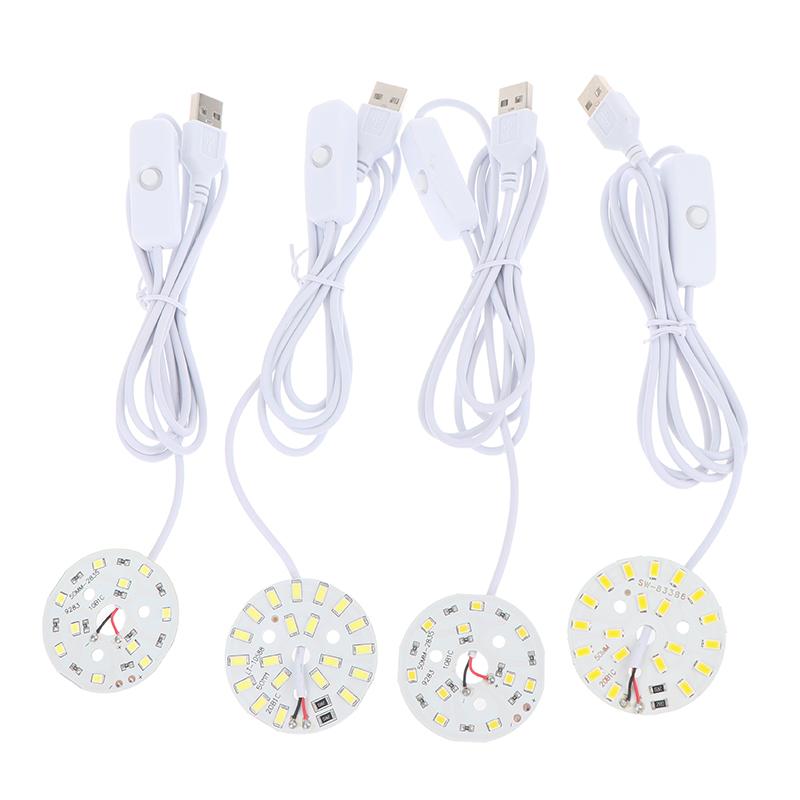 DC 5V Светодиодные чипы SMD5730 48/55 мм, светодиодная лампа, USB-диммер, 5 Вт 10 Вт, световая плата, белый, теплый свет, с кабелем и выключателем ON/OFF