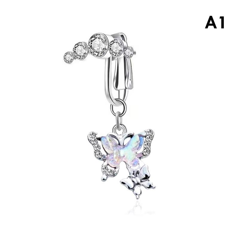 Поддельные кольца для пупка, свисающие кольца для женщин, бабочка, сердце, луна, свисающие кольца для пупка, непирсинг, ювелирные изделия