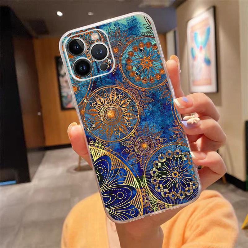 Phone Case For Iphone 14 13 12 11 Pro Max Xs Max Xr X 12mini 14 Plus Se Mandala Flower Totem Case Funda Capa Cell