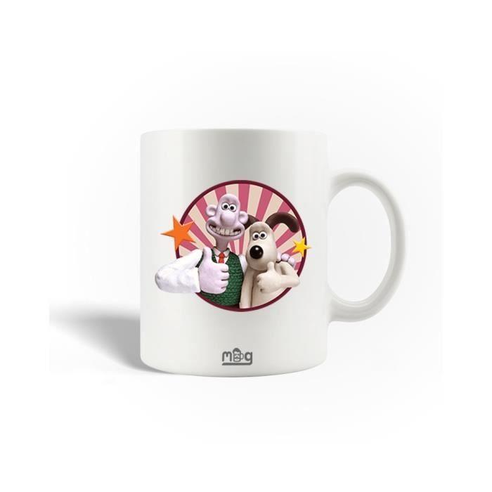 Mug en Céramique - Wallace et Gromit - 30cl - Blanc - Compatible Lave-Vaisselle - Rond