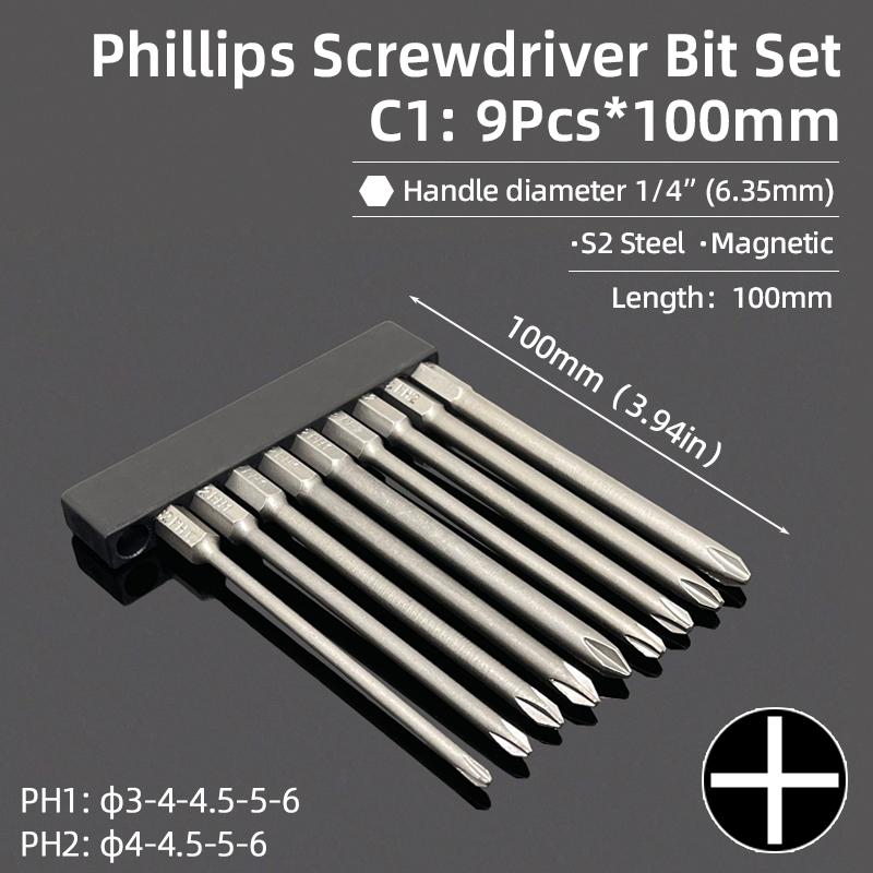 1PC Phillips Screwdriver Bits Cross Head Magnetic Screwdrivers PH00 PH1 PH2 S2 Alloy Steel Hex Shank Hand Tools 50/75/100/150mm