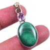 Подвеска из натурального малахита, розового аметиста, из цельного серебра 925 пробы, 1,75'', V0h58