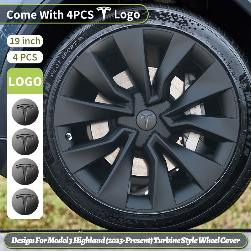 4pcs for Tesla Model 3 Highland 2023-2026 19 inch turbine sports performance wheel caps car full wheel cap accessories design