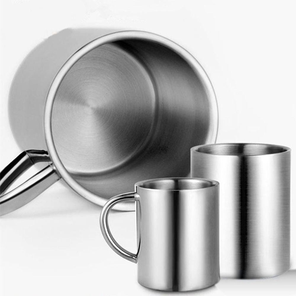 400ml 300ml Portable Double Wall silver with handle Mug Cup Coffee Mug Tea Cup Water Bottle