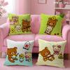 Мультяшная наволочка R-Rilakkuma Летняя прохлада Льняная ткань Двусторонняя печать Наволочка Диван Домашний декор Подарок
