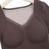 Women Thermal Tops Solid Color V-Neck Long Sleeve Velvet Lining Seamless Elastic Bottom Tops Winter Thermal Blouse
