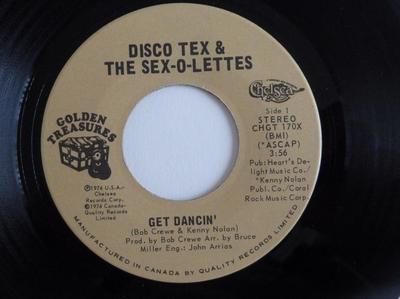 7-дюймовая пластинка DISCO TEX & HIS SEX-O-LETTES - Get Dancin' CHGT170X Golden Treasure 1974 Канада Соул/Фанк Б/У