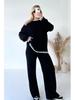 Мода Осень/Зима 2024 Однотонный Свитер и Свободный Повседневный Костюм-Двойка для Женщин