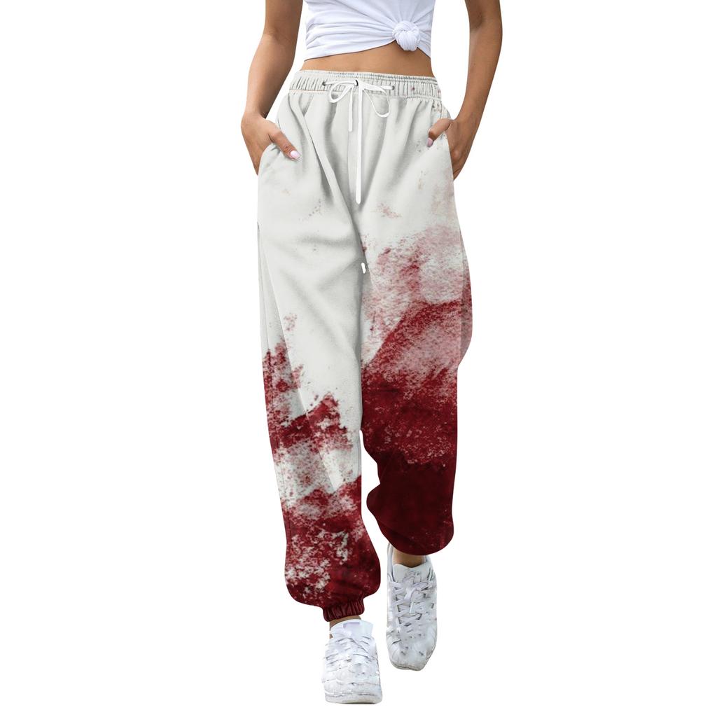 Women's Casual Fashion Halloween Print Casual Pants Sweatpants Long Pants Drawstring Elastic Waistband Cuffed Pants