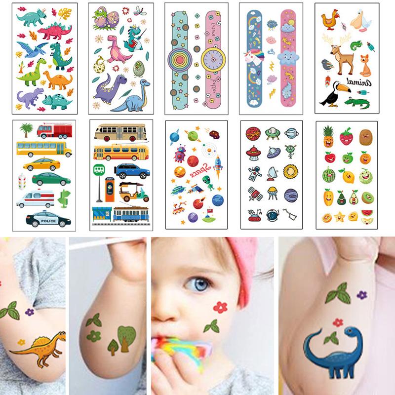 10 Sheets/Pack Kids Cartoon Fake Tattoo Stickers for Children Creative Water Transfer Printing DIY Temporary Tattoo