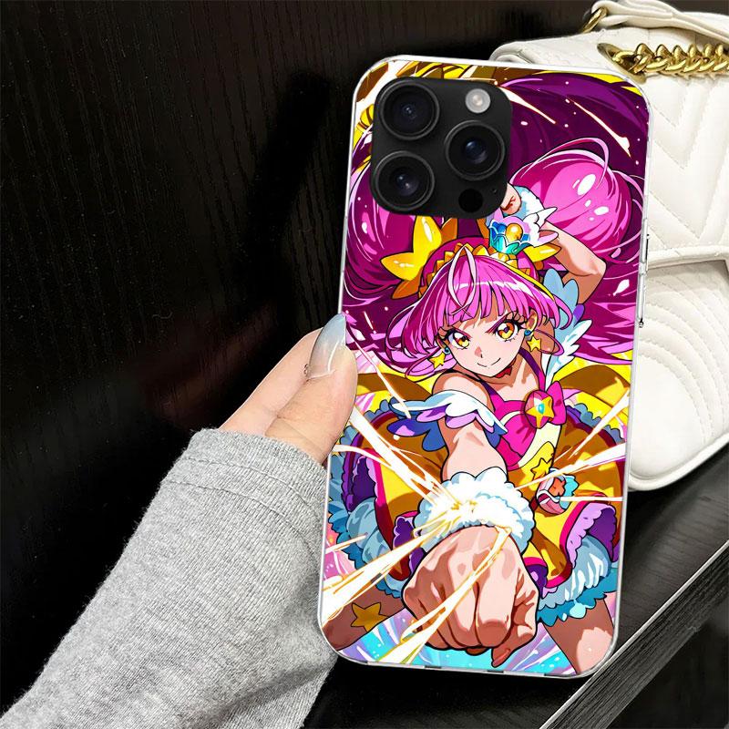 Чехол Pretty Cure для iPhone 17 Air 16 16E 15 14 11 Pro Max Мягкая крышка для телефона 12 13 Mini 7 SE 2020 8 Силиконовая Черная Capa