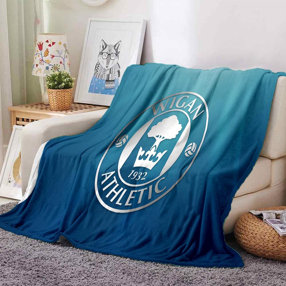 Wigan Crest Flannel Blanket, Soft Polyester, Modern Design, All-Season for Camping, Travel, Gifts for holidays or birthdays