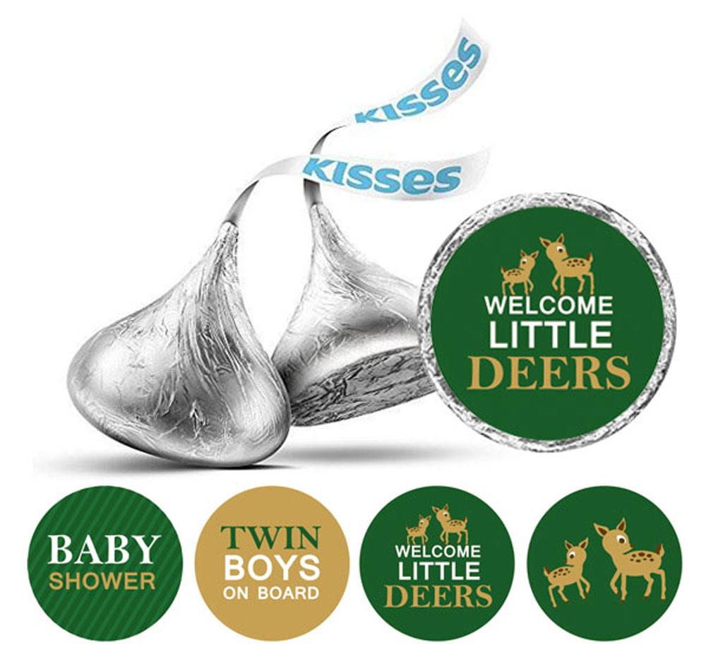 Сувенирный набор Darling из 190 шт. Наклейки на тему Baby Shower с поцелуями, этикетки для конфет - синие и светлые