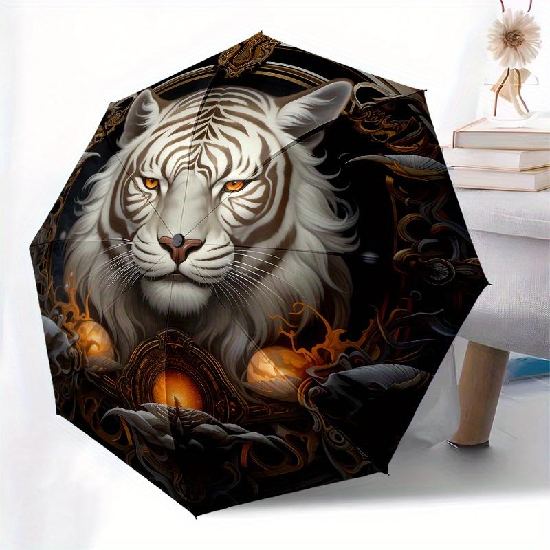 Elegant White Tiger Art Print - Luxury HomeDecor PosterUmbrella, Portable 3-Fold Compact Umbrella for Men & Women Gift