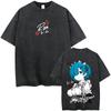 Стиранный винтажный аниме Re:ZERO Начинаю жизнь в другом мире Футболка Милый Графический Дизайн с Рем и Рам Мужская Женская Манга Повседневные Футболки
