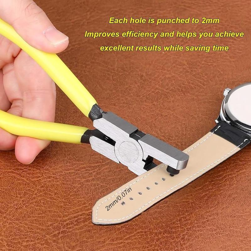 Leather Belt Hole Punch Plier Eyelet Puncher Revolve Sewing Machine Bag Setter Tool Watchband Strap Household Leathercraft 2mm