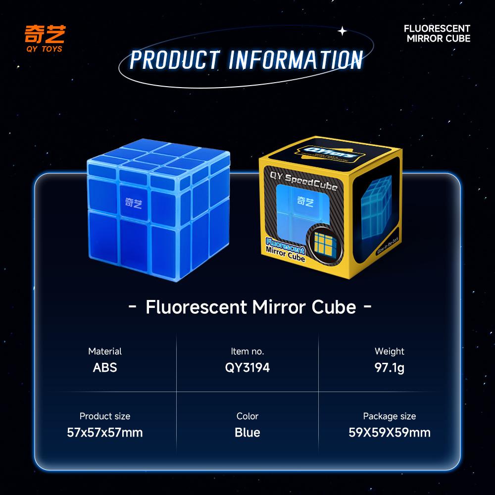 Qiyi Флуоресцентный Зеркальный Кубик 3x3 Образовательная Головоломка Магический Кубик 3x3 Светящийся в Темноте Синий Игрушки Для Детей Подарок Игрушка Cubo Magico