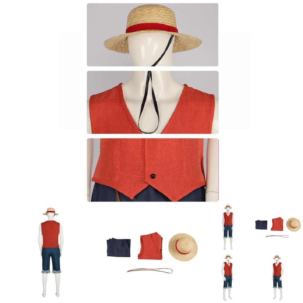 Аутентичный костюм Луффи из One Piece, наряд короля пиратов для косплея на Хэллоуин