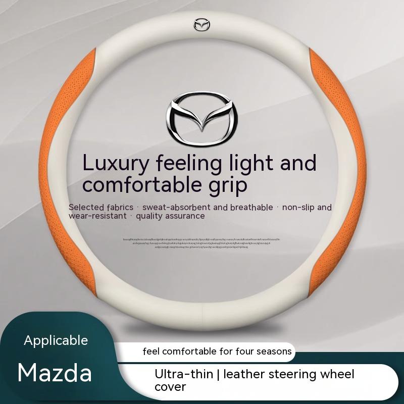 For Mazda 3 5 6 SKYACTIV Axela Atenza CX30 CX5 CX7 CX8 CX9 MX5 RX7 BT50 Carbon fiber Leather Anti-slip Car Steering Wheel Cover MG7
