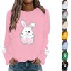 Women's Fashion Casual Easter Bunny Print Casual Long Sleeve Round Neck Sweatshirt Top